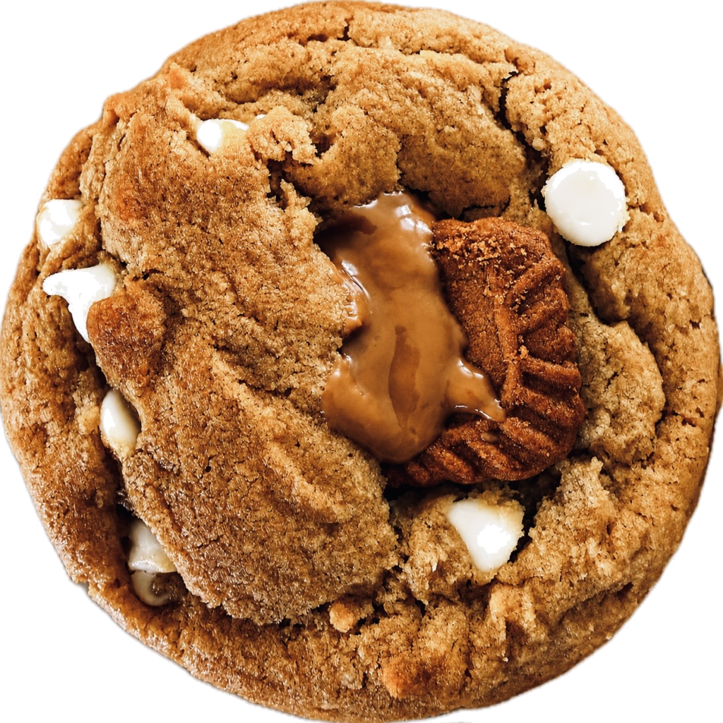 Biscoff cookie butter cookie with white chocolate and cookie butter filling